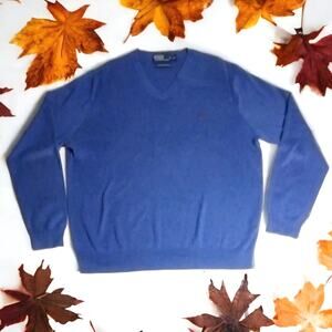 Polo Ralph Lauren Men’s XXL 100% Pima Cotton V-Neck Sweater Heather Blue